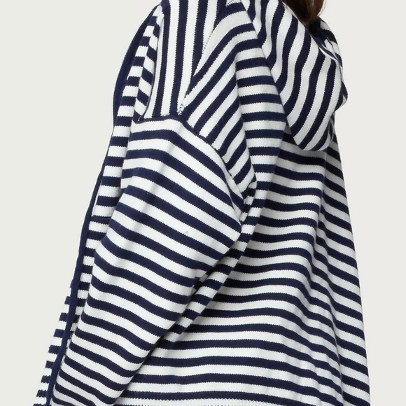 Striped Navy and White Knit Hoodie - Picture 8 of 8